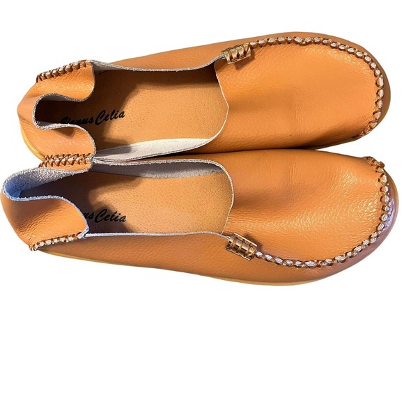 Venus Celia Women's Tan Moccasins Natural Comfort Leather Loafer Size 42(10) - Picture 5 of 13